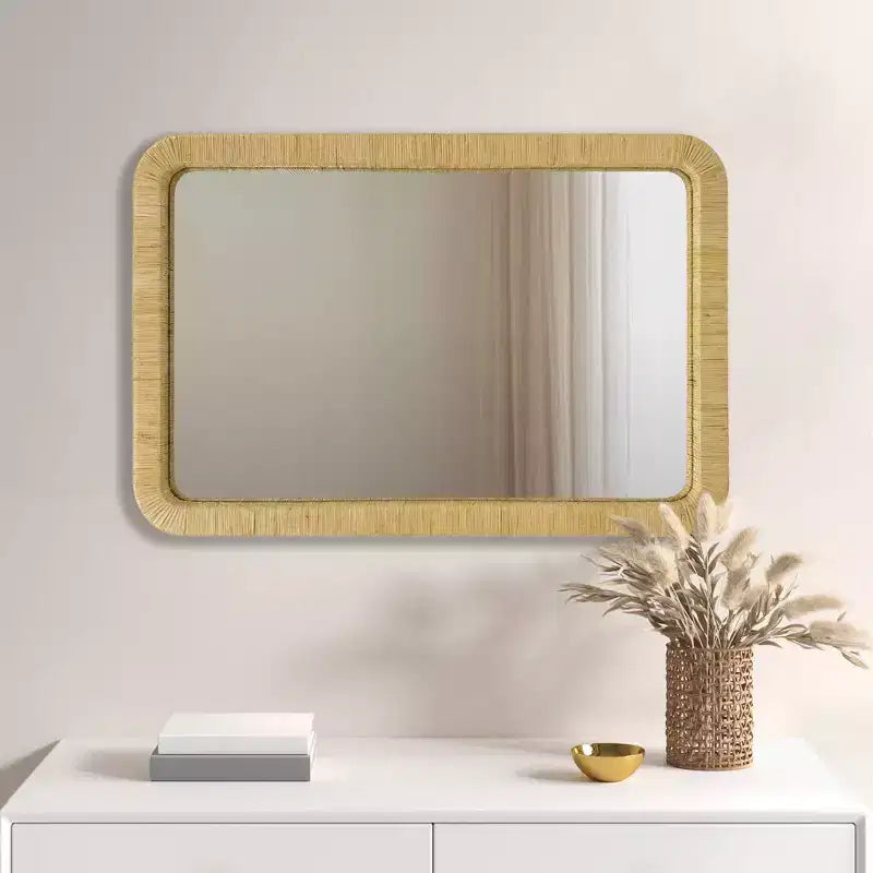Nova Natural Rattan Rectangle Wall Mirror - Ink+Ivy