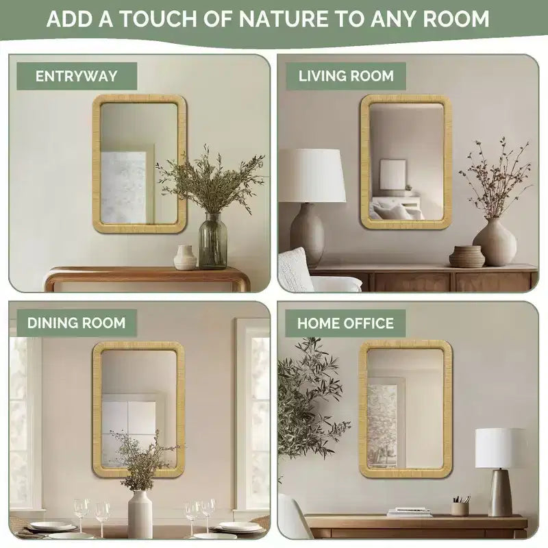 Nova Natural Rattan Rectangle Wall Mirror - Ink+Ivy