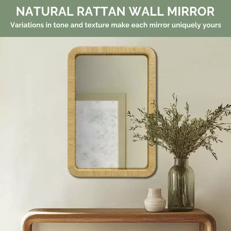Nova Natural Rattan Rectangle Wall Mirror - Ink+Ivy