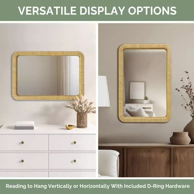 Nova Natural Rattan Rectangle Wall Mirror - Ink+Ivy
