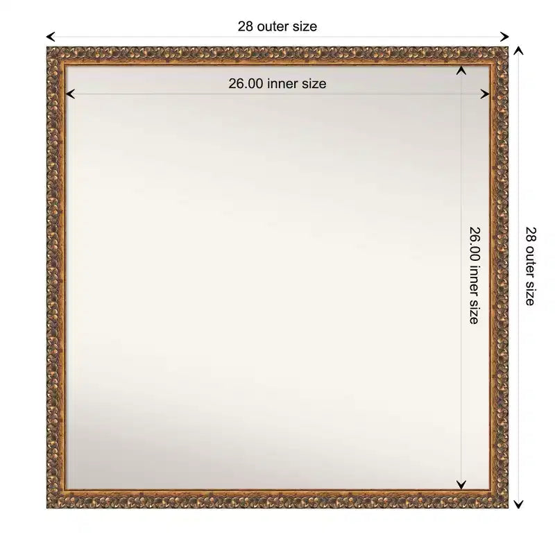 28" x 28" Non-Beveled Antique Bronze Wood Wall Mirror - Amanti Art