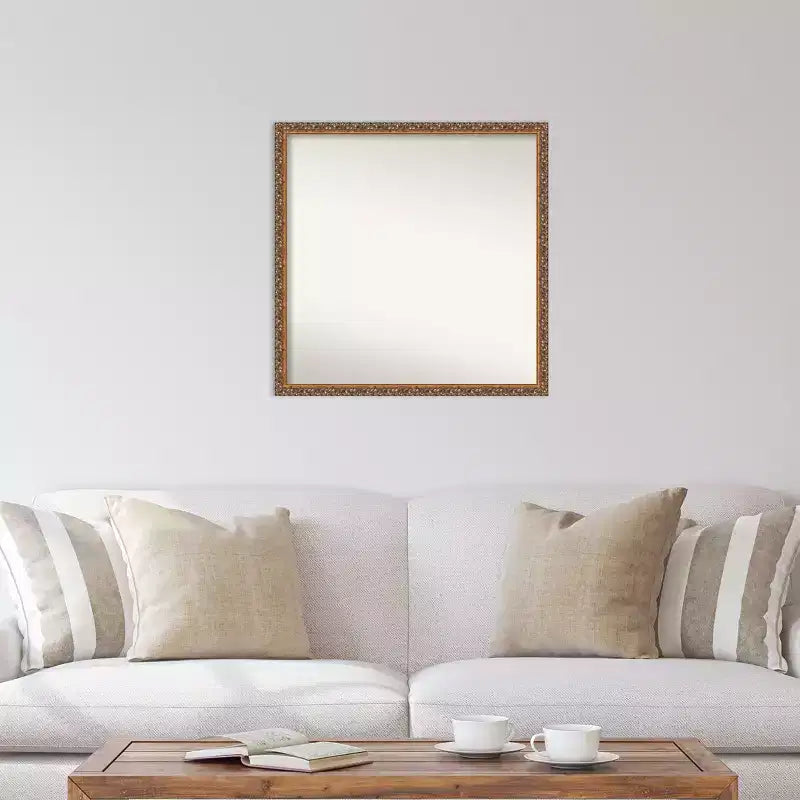 28" x 28" Non-Beveled Antique Bronze Wood Wall Mirror - Amanti Art