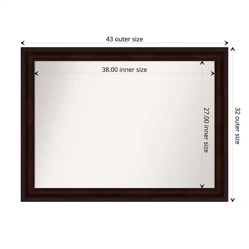 43" x 32" Non-Beveled Wall Mirror Coffee Bean Brown - Amanti Art: Modern Rectangular, Wall Mount