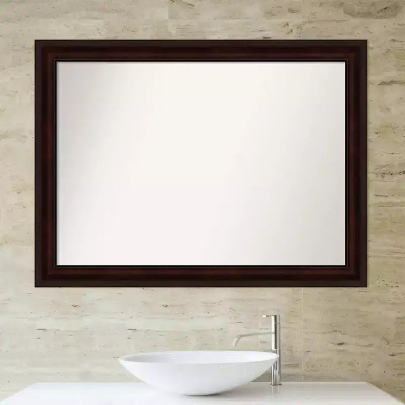 43" x 32" Non-Beveled Wall Mirror Coffee Bean Brown - Amanti Art: Modern Rectangular, Wall Mount