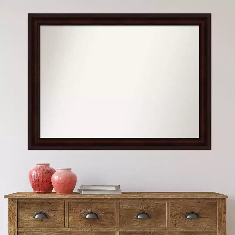 43" x 32" Non-Beveled Wall Mirror Coffee Bean Brown - Amanti Art: Modern Rectangular, Wall Mount