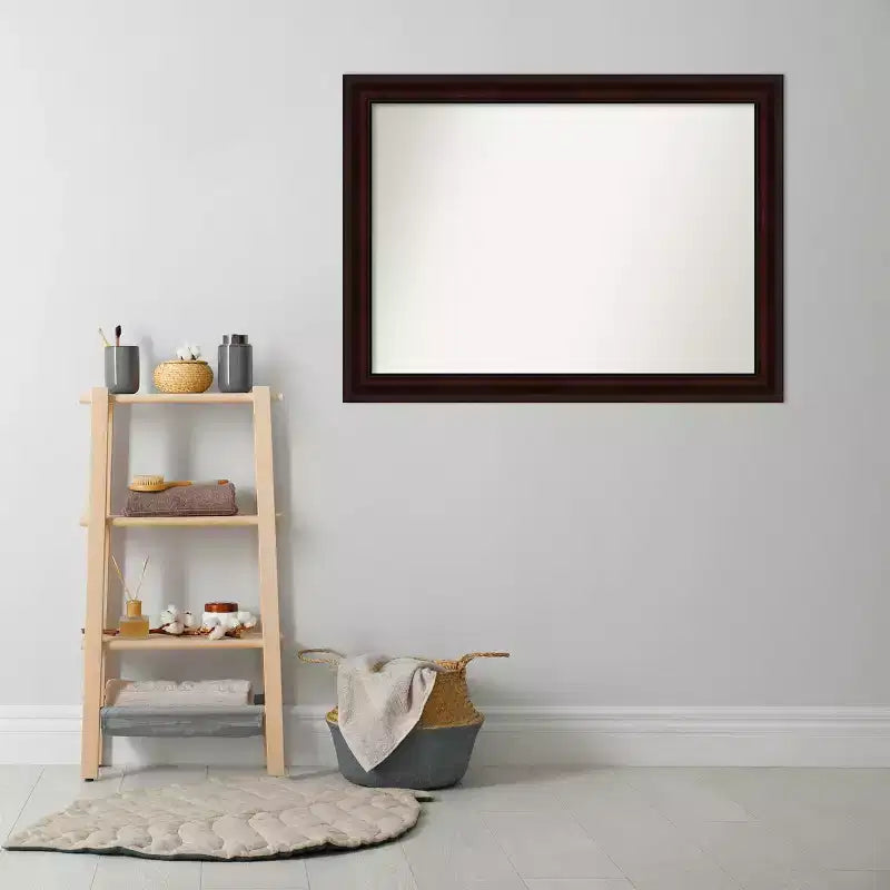 43" x 32" Non-Beveled Wall Mirror Coffee Bean Brown - Amanti Art: Modern Rectangular, Wall Mount