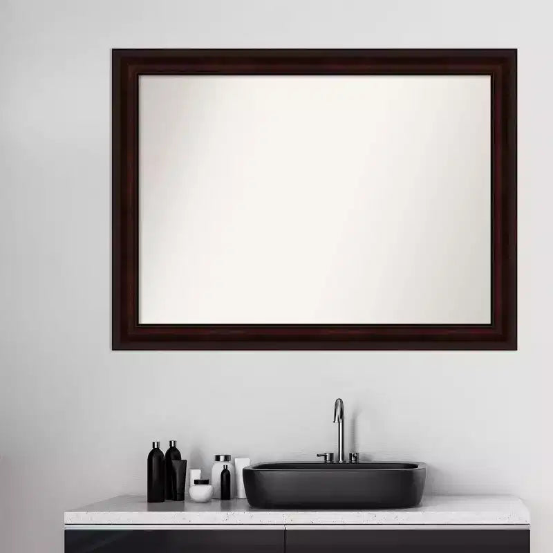 43" x 32" Non-Beveled Wall Mirror Coffee Bean Brown - Amanti Art: Modern Rectangular, Wall Mount