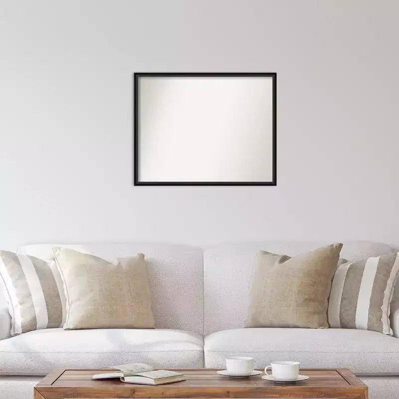 29" x 23" Non-Beveled Lucie Black Wood Wall Mirror - Amanti Art
