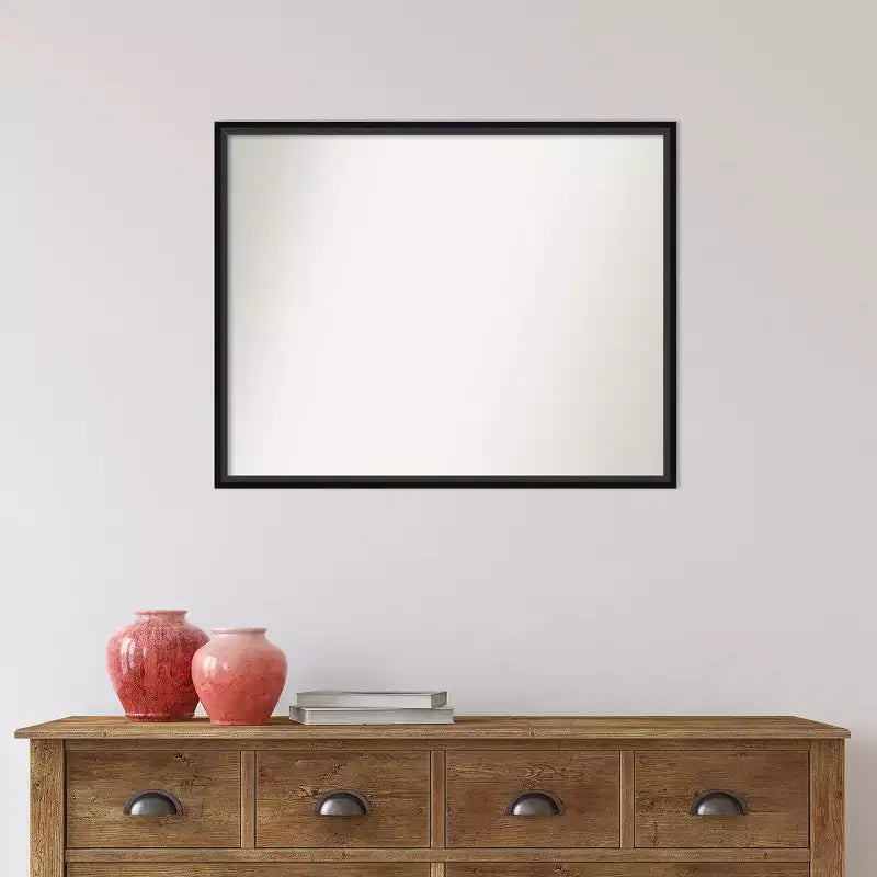 29" x 23" Non-Beveled Lucie Black Wood Wall Mirror - Amanti Art