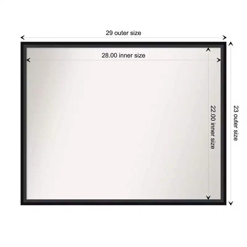 29" x 23" Non-Beveled Lucie Black Wood Wall Mirror - Amanti Art