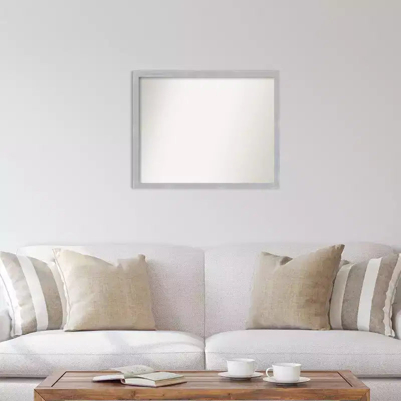 30" x 24" Non-Beveled Grace Brushed Nickel Narrow Wall Mirror - Amanti Art: Modern Rectangle, Polystyrene Frame
