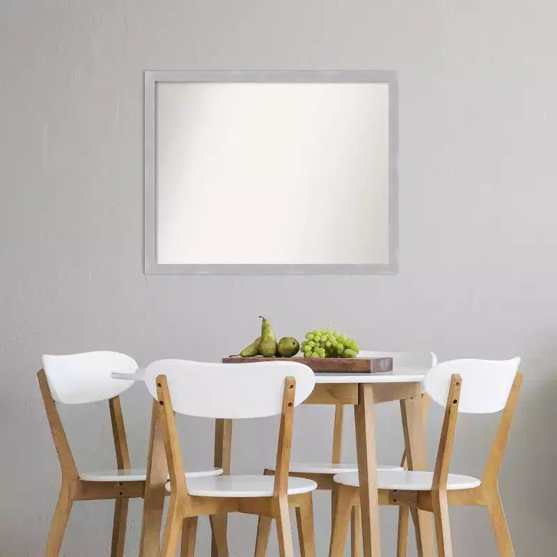 30" x 24" Non-Beveled Grace Brushed Nickel Narrow Wall Mirror - Amanti Art: Modern Rectangle, Polystyrene Frame