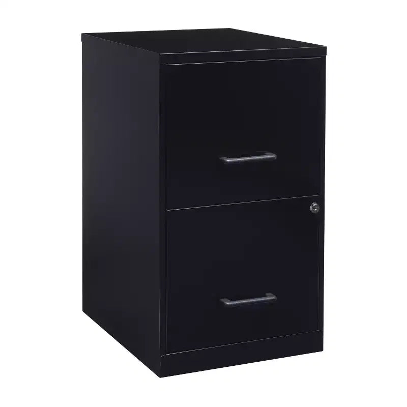 Space Solutions 18" Deep 2 Drawer Letter Width Vertical File Cabinet Black: Steel Office Filing, No Assembly Required