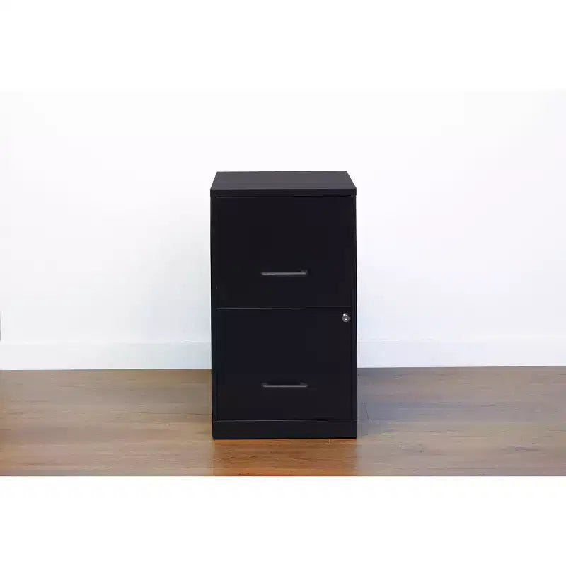 Space Solutions 18" Deep 2 Drawer Letter Width Vertical File Cabinet Black: Steel Office Filing, No Assembly Required