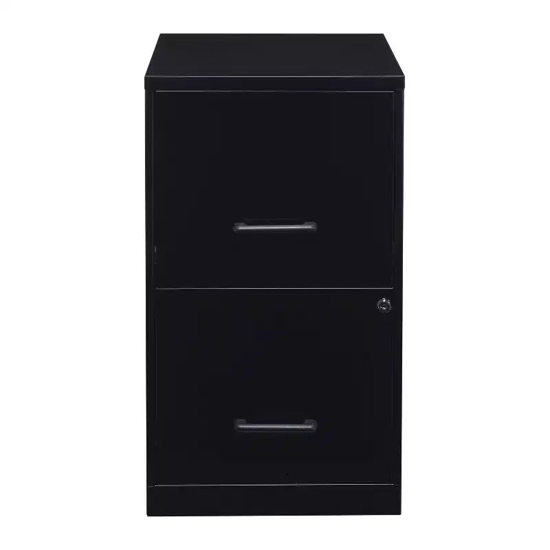 Space Solutions 18" Deep 2 Drawer Letter Width Vertical File Cabinet Black: Steel Office Filing, No Assembly Required