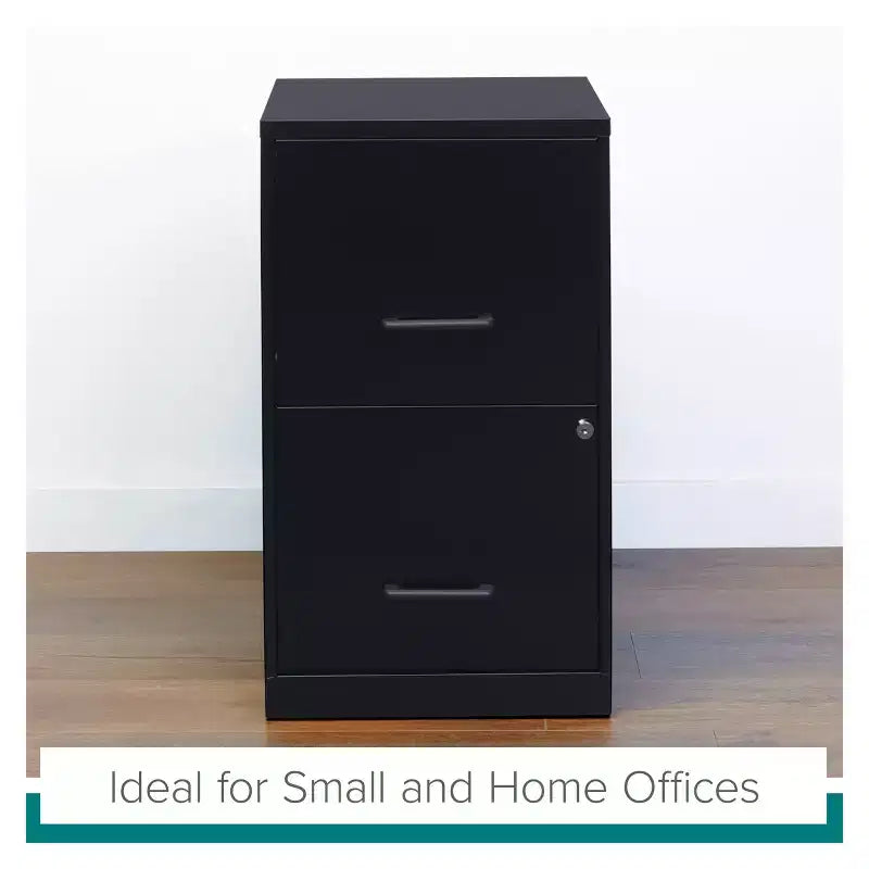 Space Solutions 18" Deep 2 Drawer Letter Width Vertical File Cabinet Black: Steel Office Filing, No Assembly Required
