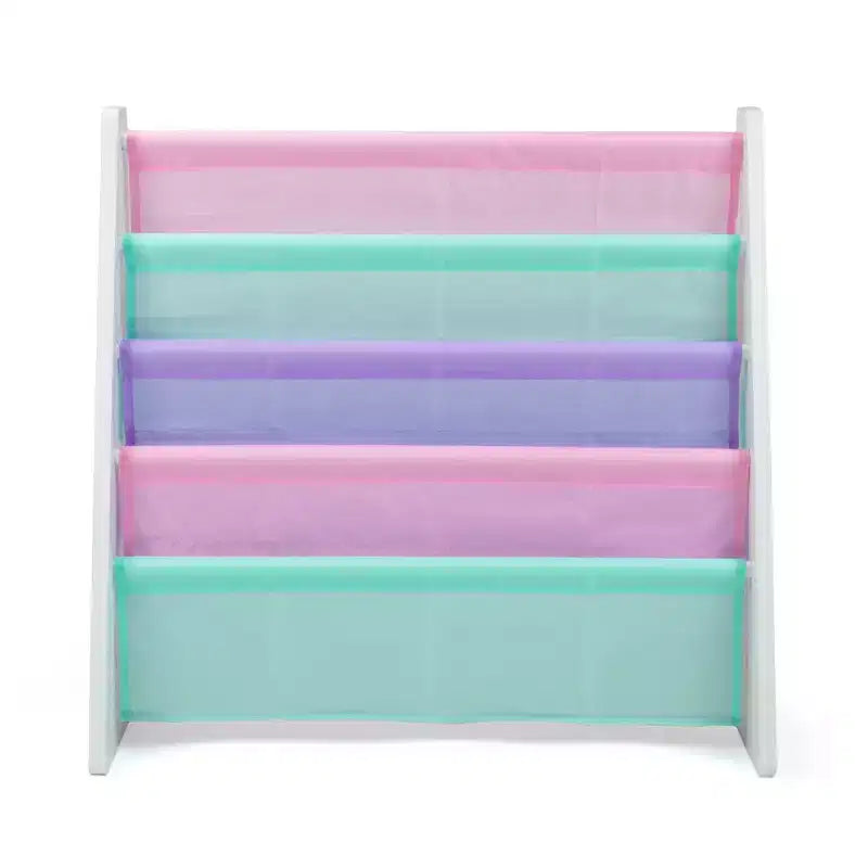 Holland Kids' Bookshelf 4 Tier Book Organizer White/Fresh Pastel - Humble Crew: Small Bookshelf for Kids Room, MDF