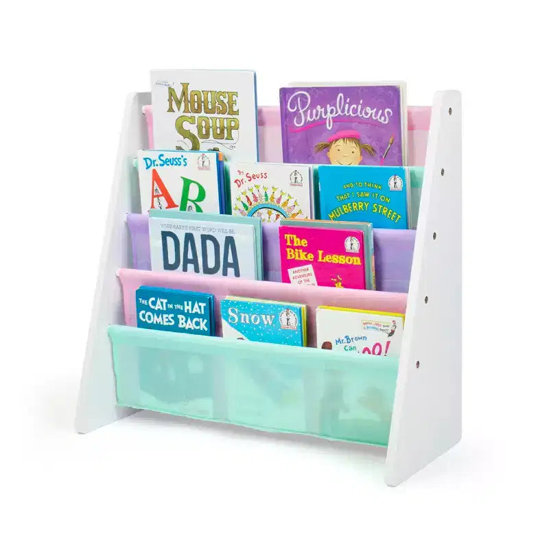 Holland Kids' Bookshelf 4 Tier Book Organizer White/Fresh Pastel - Humble Crew: Small Bookshelf for Kids Room, MDF