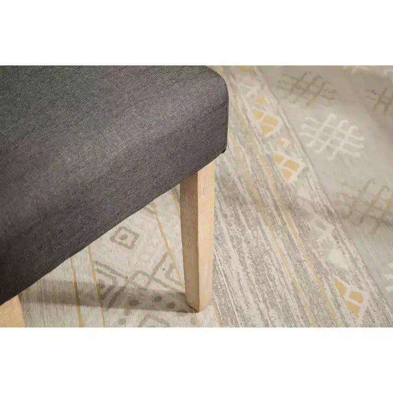 Roundhill Furniture Habit Solid Wood Tufted Parsons Dining Chair, Charcoal, Set of 2