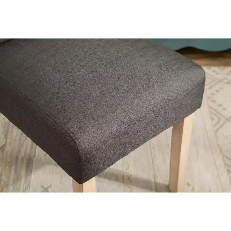 Roundhill Furniture Habit Solid Wood Tufted Parsons Dining Chair, Charcoal, Set of 2