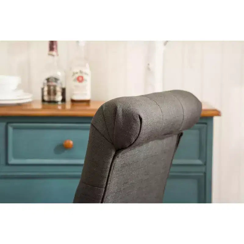 Roundhill Furniture Habit Solid Wood Tufted Parsons Dining Chair, Charcoal, Set of 2