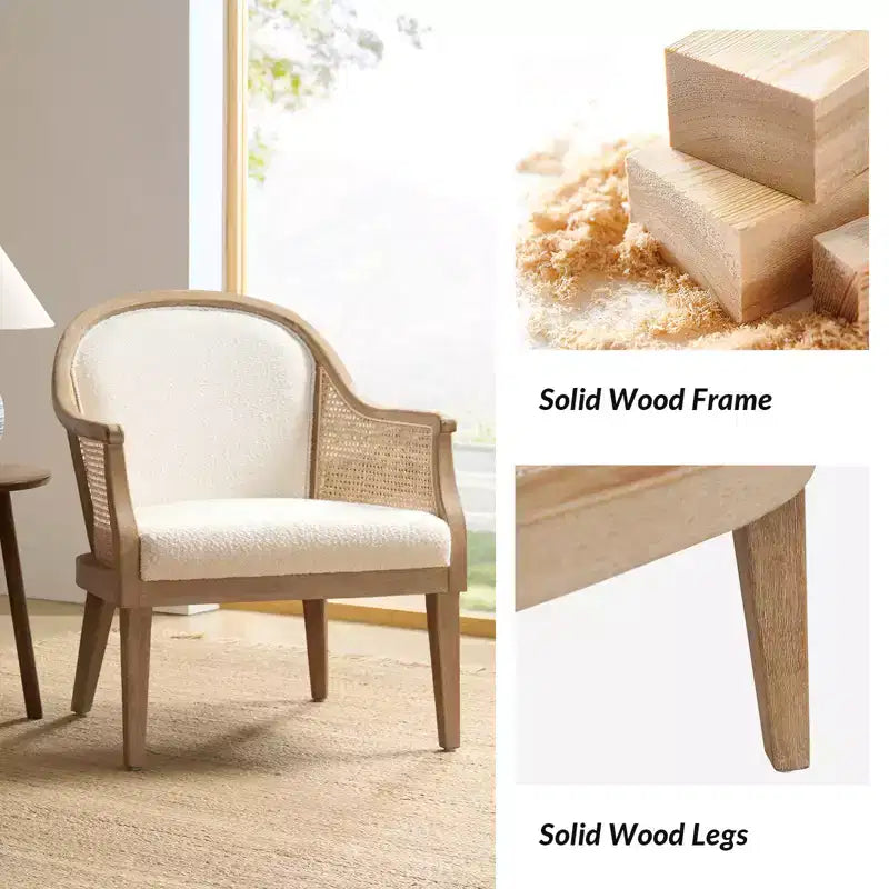 Gordon Farmhouse Rattan Solid Wood Armchair| HULALA HOME
