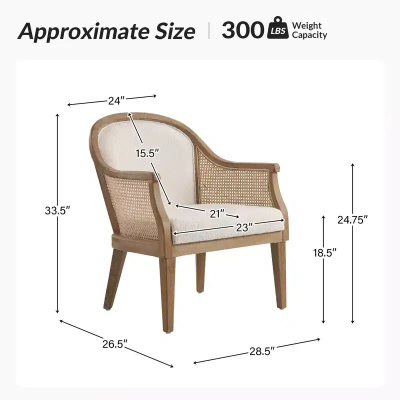 Gordon Farmhouse Rattan Solid Wood Armchair| HULALA HOME