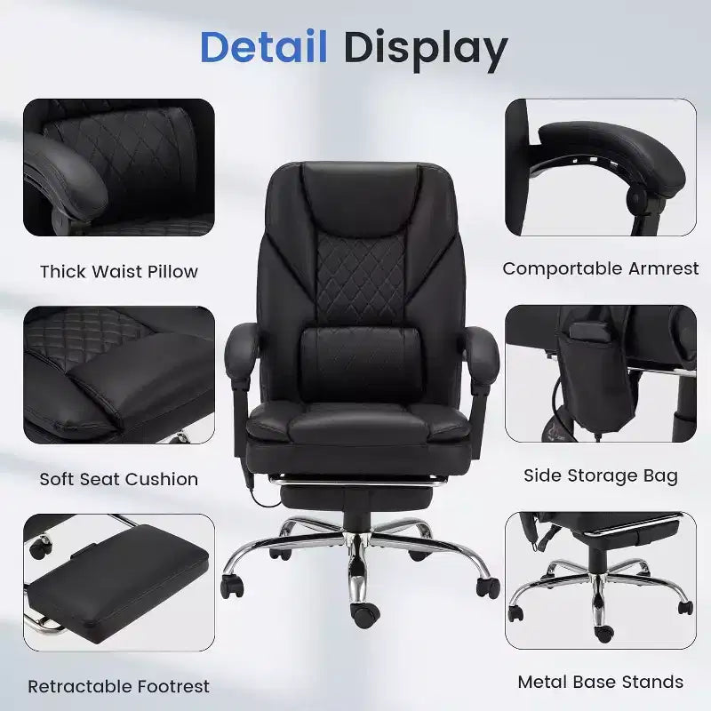 EROMMY 6-Point Massage Office Chair,Black