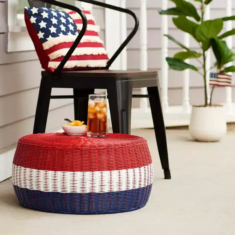 Handwoven Resin Ottoman Table