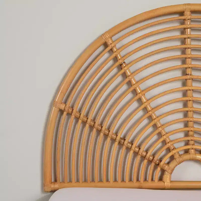 HomeStockRainbow Natural Bloom Rattan Wall Mounted Headboard