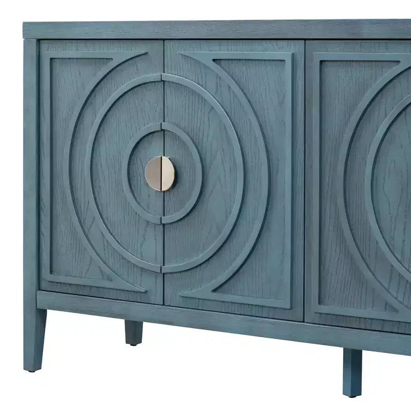 Whisen Retro Sideboard with Circular Groove Design Round Metal Door Handle for Living Room, Entryway, Dining Room