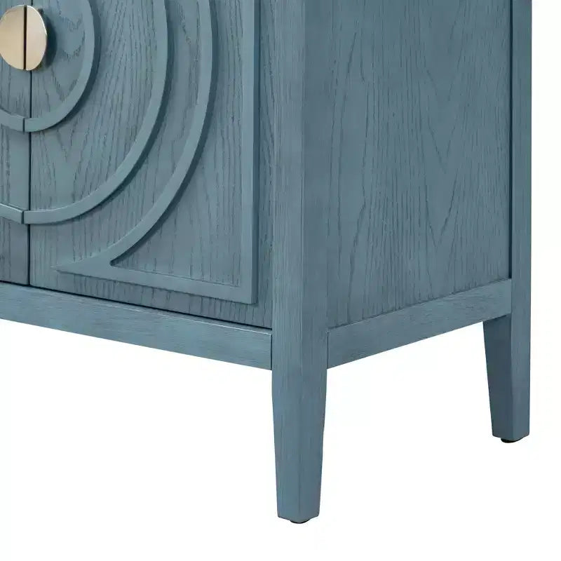 Whisen Retro Sideboard with Circular Groove Design Round Metal Door Handle for Living Room, Entryway, Dining Room