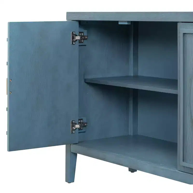 Whisen Retro Sideboard with Circular Groove Design Round Metal Door Handle for Living Room, Entryway, Dining Room