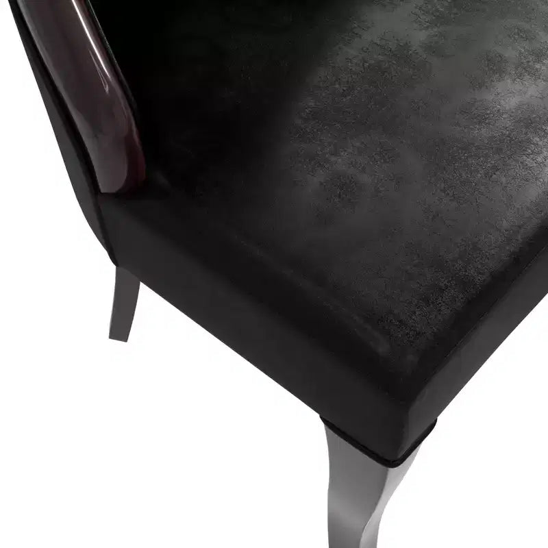 LeisureMod Dining Chair Upholstered in Leather/Velvet Cozy Accent Kitchen Chair with Rubberwood Legs Novara Series Set of 4