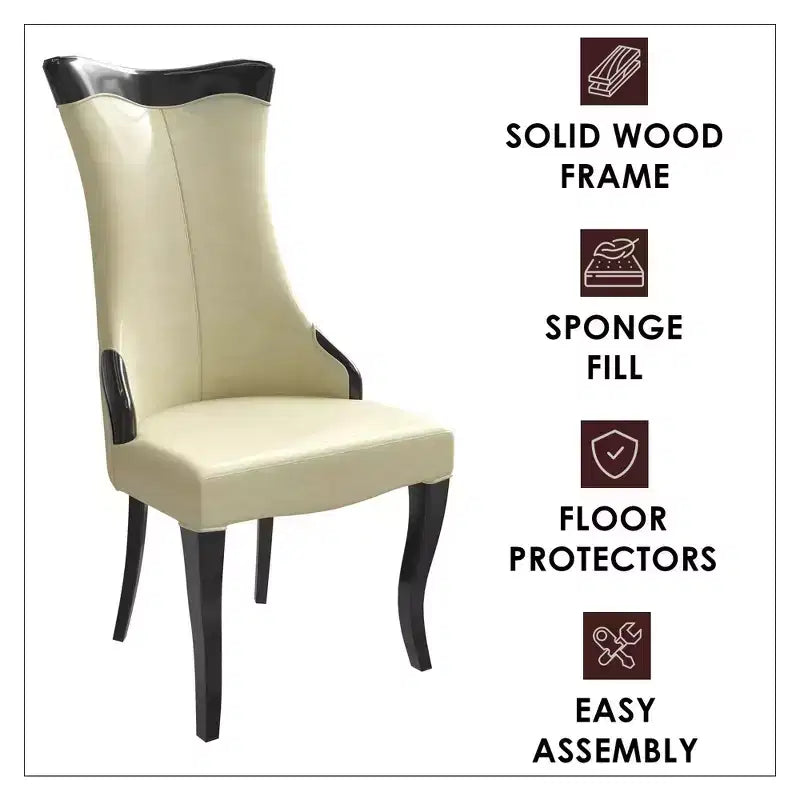 LeisureMod Dining Chair Upholstered in Leather/Velvet Cozy Accent Kitchen Chair with Rubberwood Legs Novara Series Set of 4