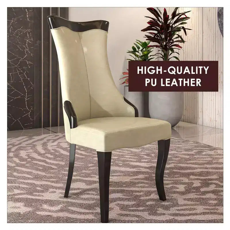 LeisureMod Dining Chair Upholstered in Leather/Velvet Cozy Accent Kitchen Chair with Rubberwood Legs Novara Series Set of 4