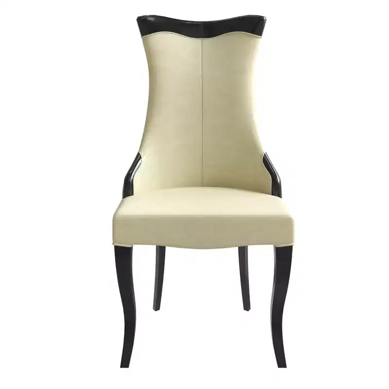 LeisureMod Dining Chair Upholstered in Leather/Velvet Cozy Accent Kitchen Chair with Rubberwood Legs Novara Series Set of 4