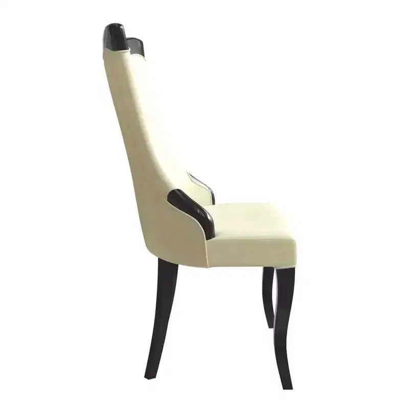LeisureMod Dining Chair Upholstered in Leather/Velvet Cozy Accent Kitchen Chair with Rubberwood Legs Novara Series Set of 4