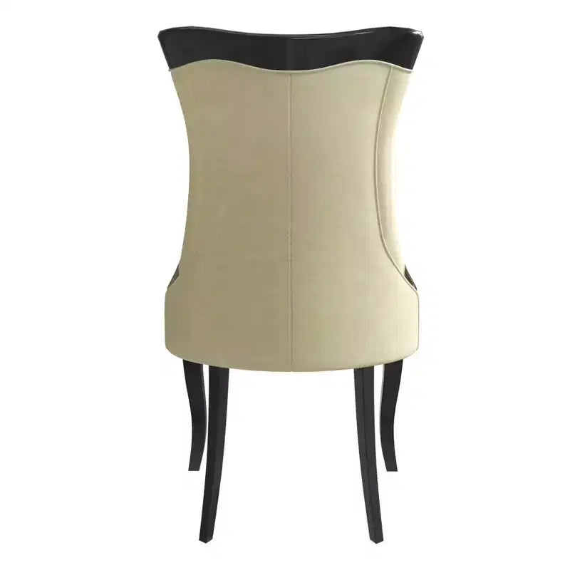 LeisureMod Dining Chair Upholstered in Leather/Velvet Cozy Accent Kitchen Chair with Rubberwood Legs Novara Series Set of 4