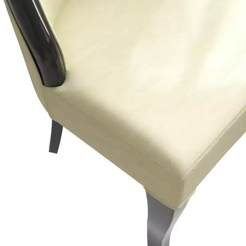 LeisureMod Dining Chair Upholstered in Leather/Velvet Cozy Accent Kitchen Chair with Rubberwood Legs Novara Series Set of 4