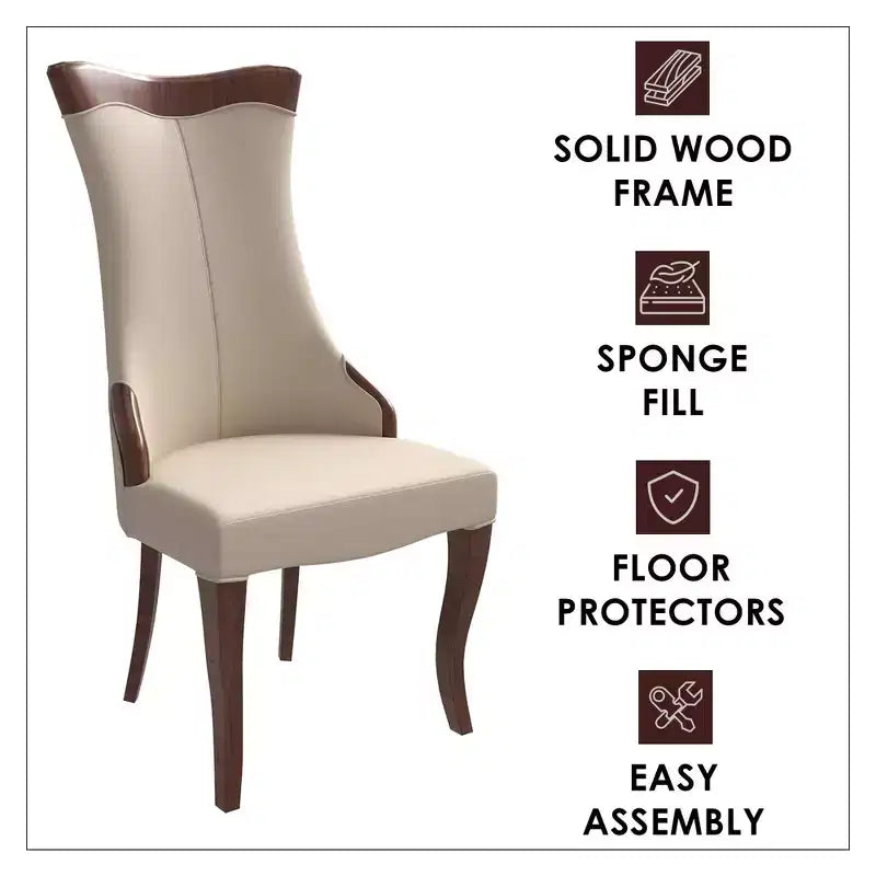 LeisureMod Dining Chair Upholstered in Leather/Velvet Cozy Accent Kitchen Chair with Rubberwood Legs Novara Series Set of 4