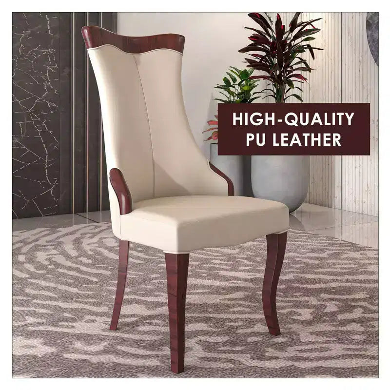 LeisureMod Dining Chair Upholstered in Leather/Velvet Cozy Accent Kitchen Chair with Rubberwood Legs Novara Series Set of 4