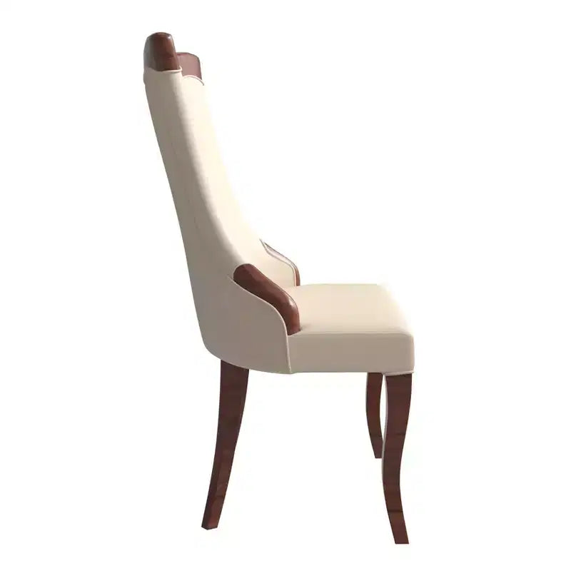 LeisureMod Dining Chair Upholstered in Leather/Velvet Cozy Accent Kitchen Chair with Rubberwood Legs Novara Series Set of 4