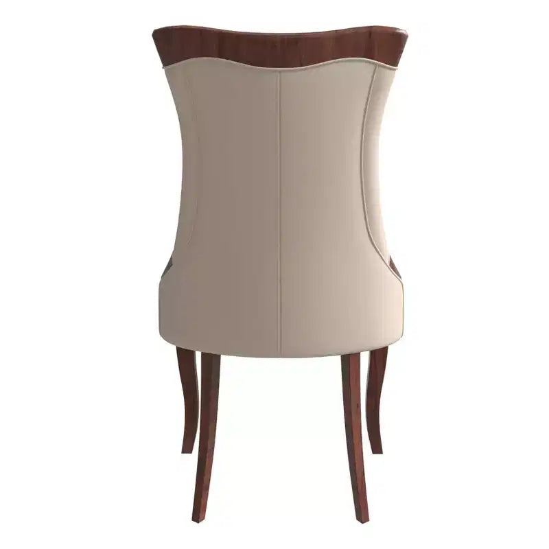 LeisureMod Dining Chair Upholstered in Leather/Velvet Cozy Accent Kitchen Chair with Rubberwood Legs Novara Series Set of 4