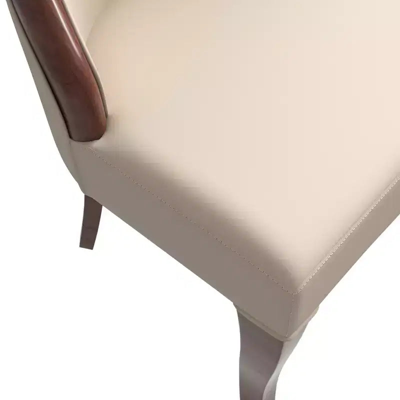 LeisureMod Dining Chair Upholstered in Leather/Velvet Cozy Accent Kitchen Chair with Rubberwood Legs Novara Series Set of 4