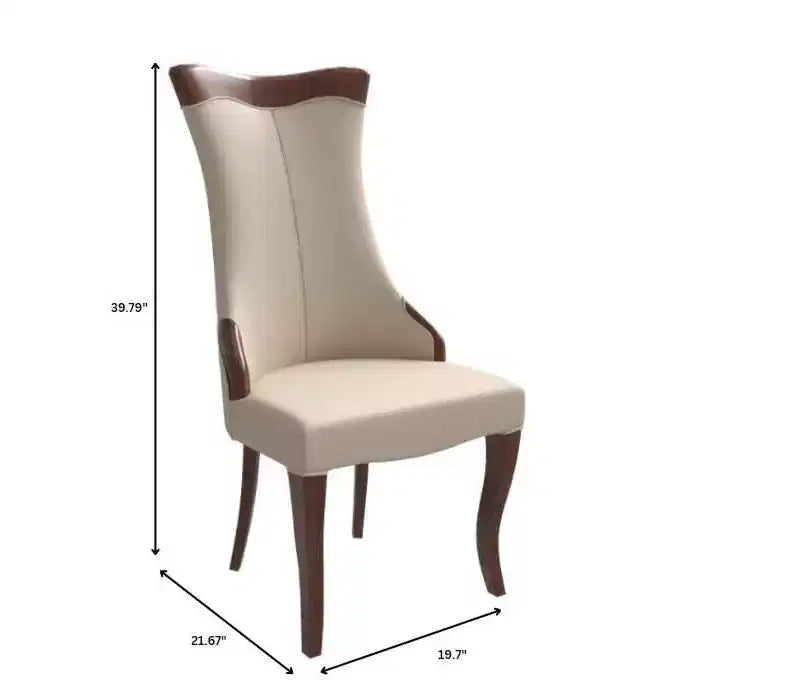 LeisureMod Dining Chair Upholstered in Leather/Velvet Cozy Accent Kitchen Chair with Rubberwood Legs Novara Series Set of 4