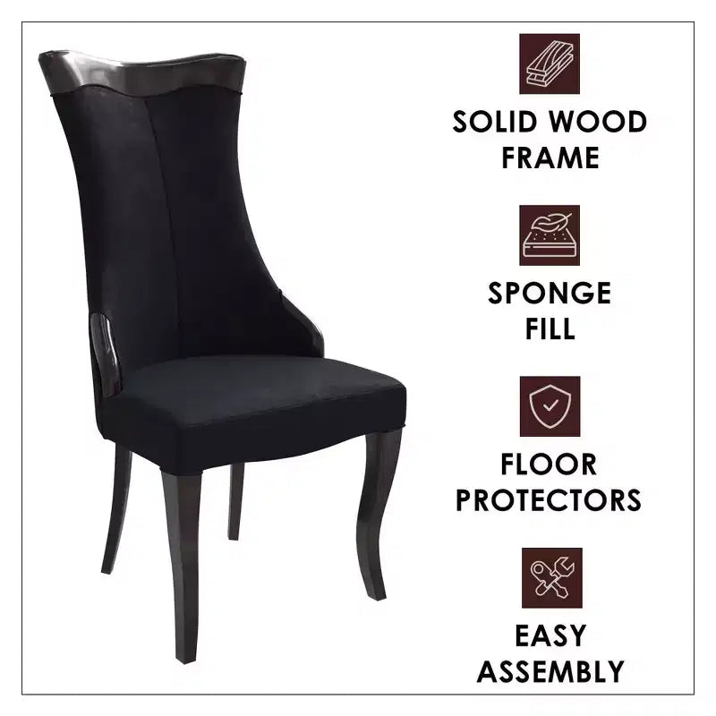 LeisureMod Dining Chair Upholstered in Leather/Velvet Cozy Accent Kitchen Chair with Rubberwood Legs Novara Series Set of 4