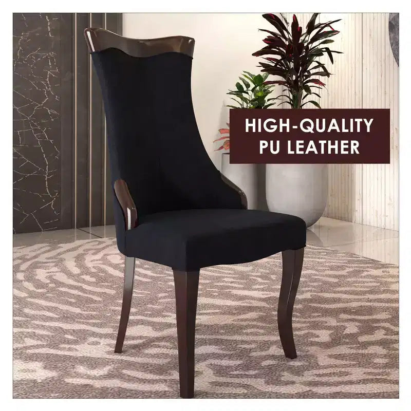 LeisureMod Dining Chair Upholstered in Leather/Velvet Cozy Accent Kitchen Chair with Rubberwood Legs Novara Series Set of 4