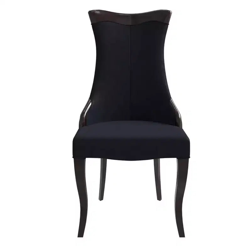 LeisureMod Dining Chair Upholstered in Leather/Velvet Cozy Accent Kitchen Chair with Rubberwood Legs Novara Series Set of 4