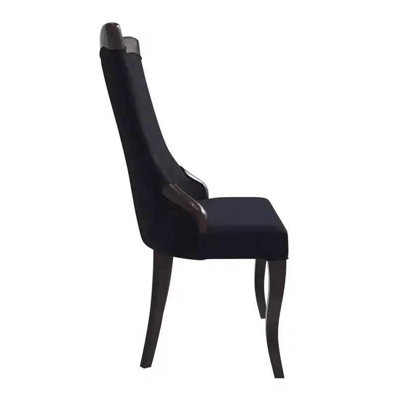 LeisureMod Dining Chair Upholstered in Leather/Velvet Cozy Accent Kitchen Chair with Rubberwood Legs Novara Series Set of 4